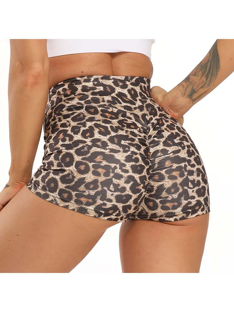 Sexy Booty Shorts Women Quick Drying Push Up Femme Shorts High Waist Workout Gym Shorts Stripe Leopard Fitness Running Shorts 250320
