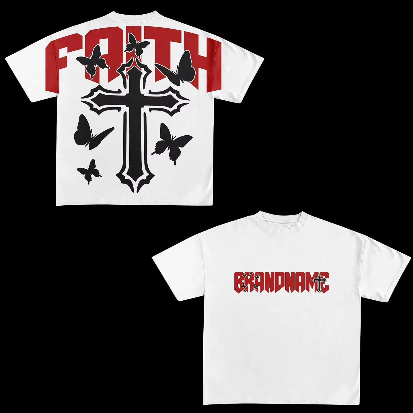 Fashion Crossheart T Shirts Vintage Harajuku Oversized Gothic Streetwear Y2k Tops Goth Clothes Tees 250311