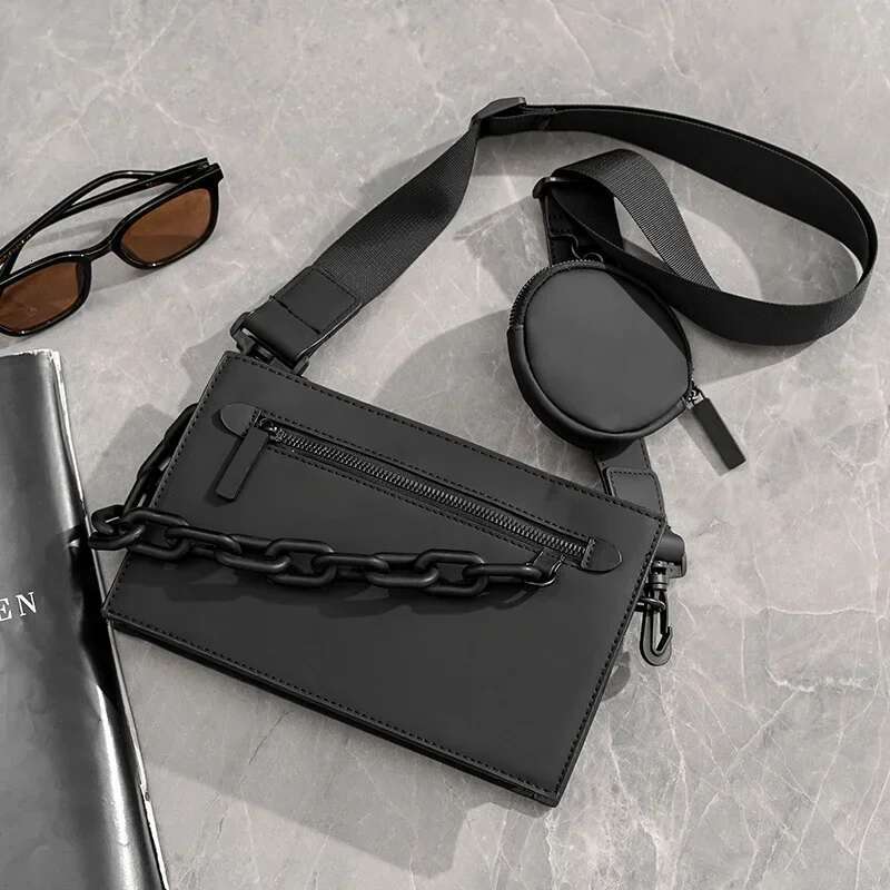 Fashion Bags Men 2 In 1 Square Design Shoulder Messenger Men's Crossbody Bag Chain Handbags