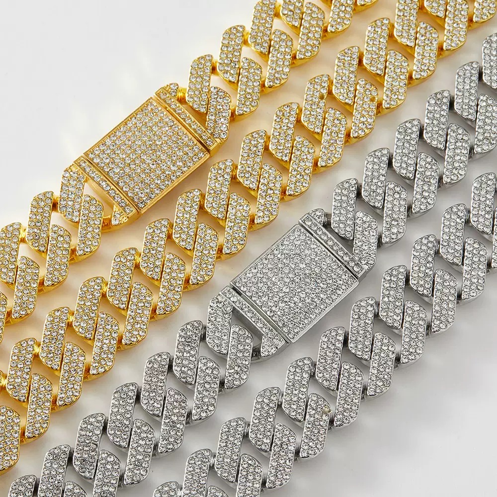 Iced Out Sterling Silver Cuban Necklace with VVS Moissanite - Designer Hip Hop Jewellery for Men