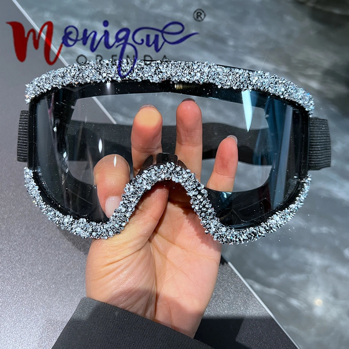 Full Rhinestone Skiing Goggles Windproof Cycling Motorcycle Goggles Winter Snowboard Ski Glasses Outdoor Goggle Sunglasses 250318