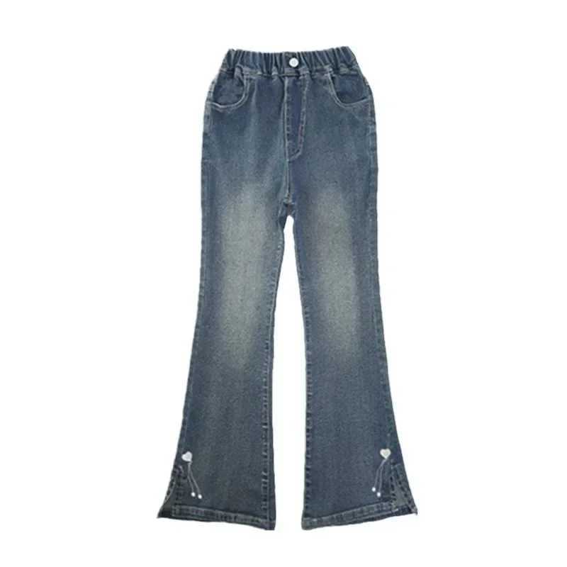 Newly arrived girls childrens jeans with fashionable Bell bottoms suitable for girls with fashionable designsT250326