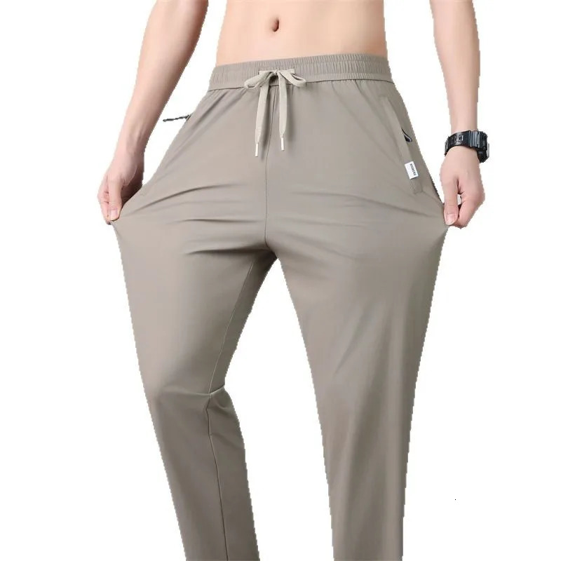 UPF50mens straight ice silk pants summer quick drying elastic loose oversized track 250320
