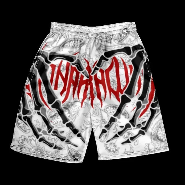 2025 Summer Trend Hip Hop Shorts Fashion Skull Hand drawn Graphic Printed Drawstring Oversized Casual Loose Mens Beach 250319