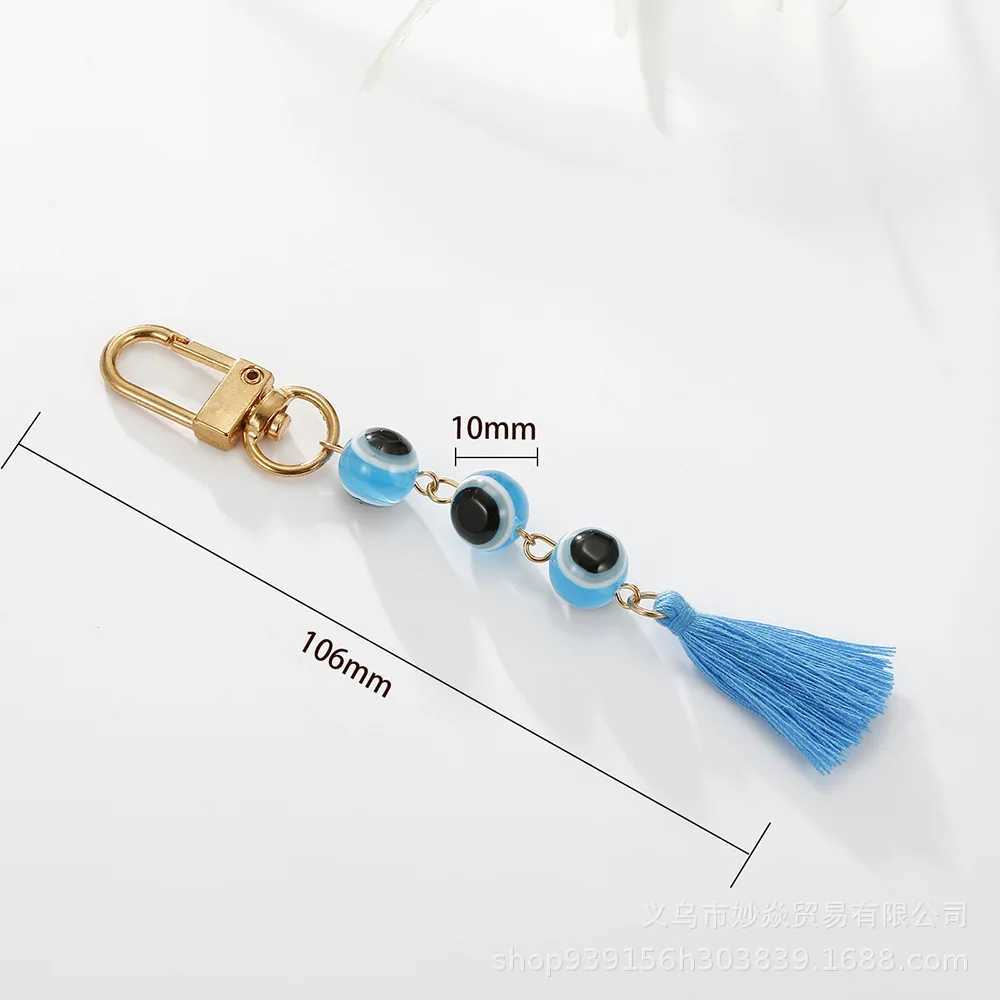 Fashion Blue Devils Eye Keychain Lucky Talisman Tassel Keyring Package Pendant Womens Car Keyring Keyholder GiftXJ250319