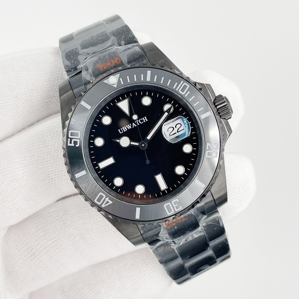 All Black Water Ghost Wristwatches 41MM MIYIOTA8215 Automatic Mechanical Sapphire Crystal Calendar Mens Watches