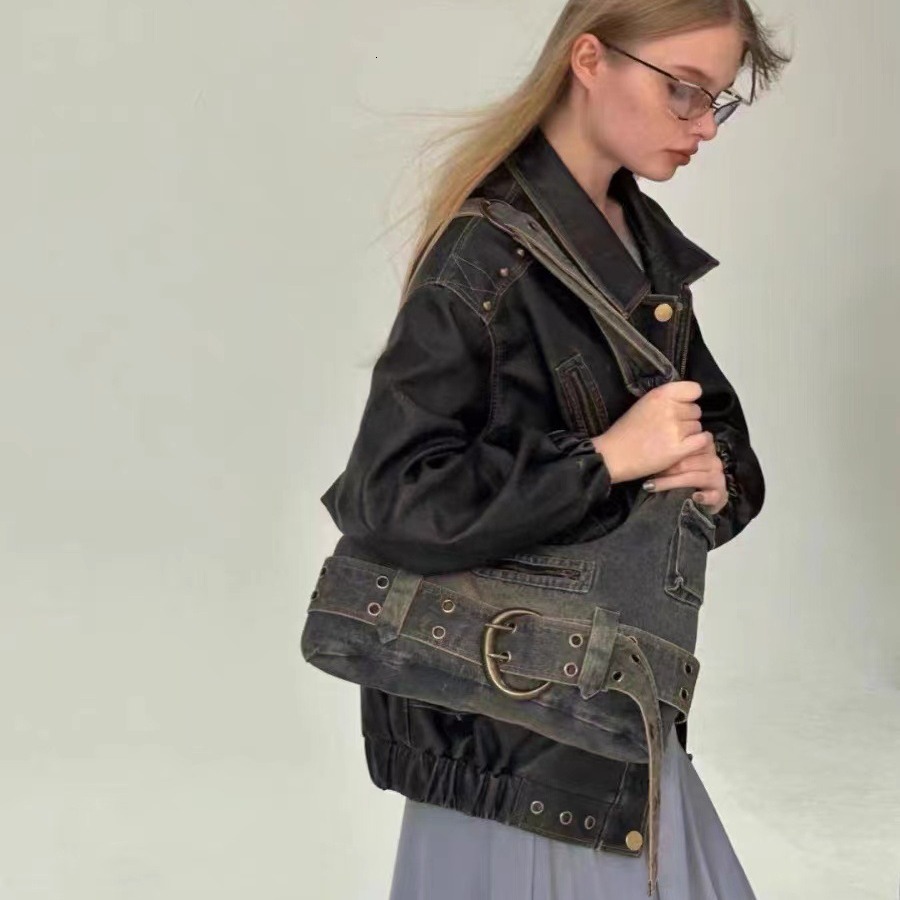 Washed Denim With A High-End Texture And Niche Design, Large Capacity Crossbody Bag, Women's Bag