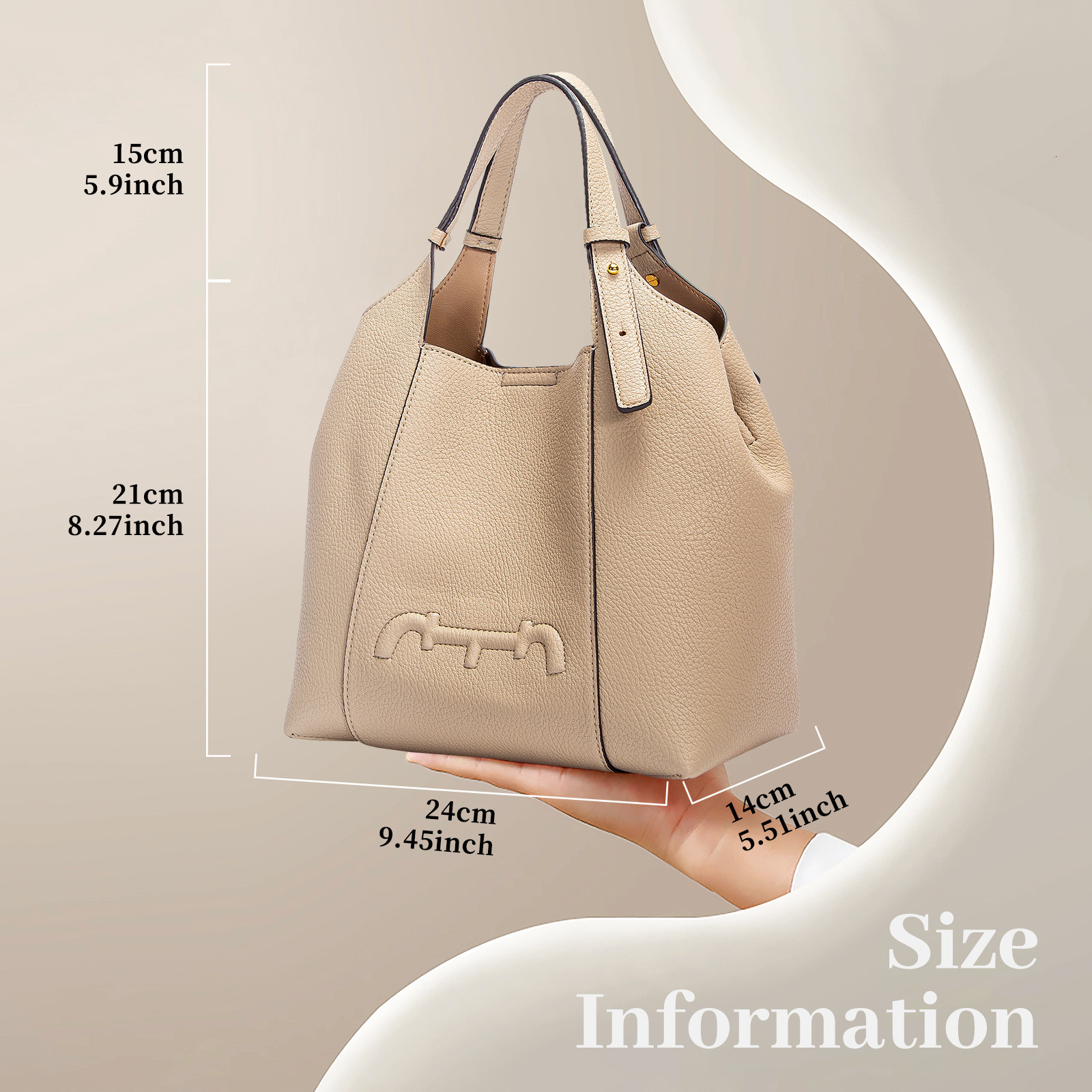 2025 Spring New Simple Solid Color Design Women's Fashion Large Capacity Exquisite Niche Versatile Handheld Bucket Bag