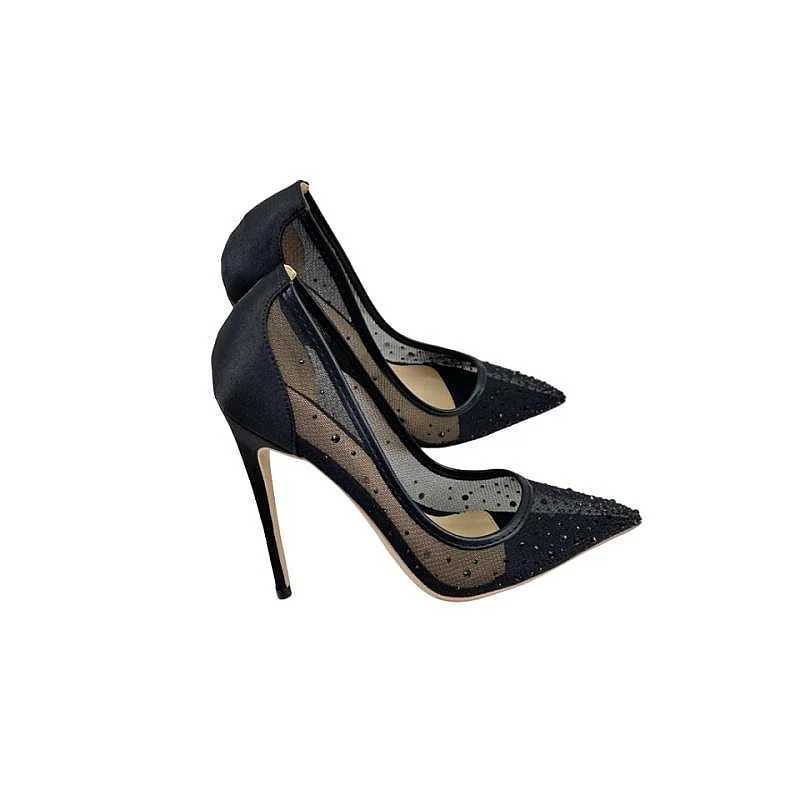Sexy pointed high h mesh shoes breathable banquet high h 8cm 10cm 12cm Y250319