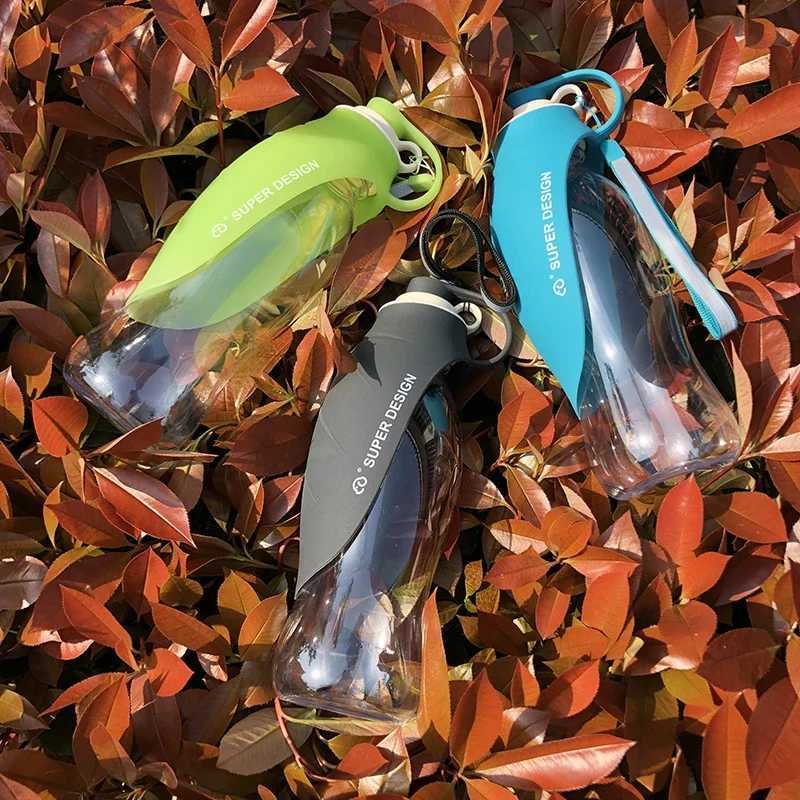 580ml portable pet dog water bottle with soft silicone leaf design travel bowl small dog cat drink outdoor water dispenser pet supplies Y250319