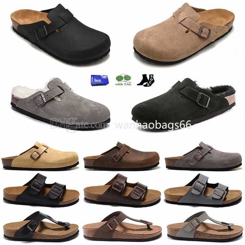 2024 Designer Clogs Women Men Slippers Cork Flat Fashion Sandals Summer Suede Mules Leather Slide Favourite Beach Casual Oeyw#