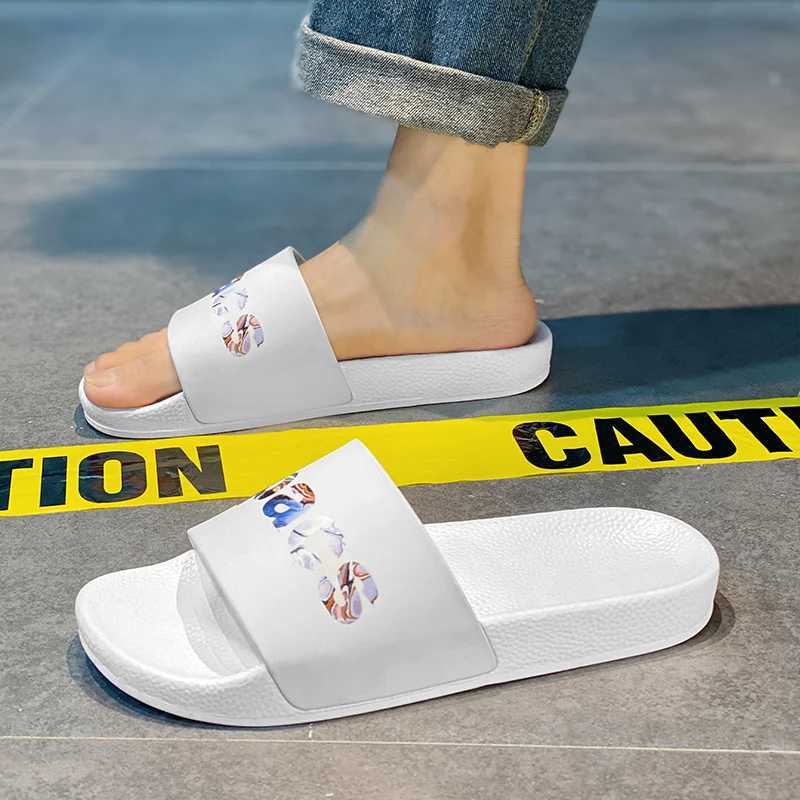 Summer Mens Slide Trend Printing Slide Outdoor Beach Flip Slide M Leisure Indoor He Slide Bathroom Shoes 45 Y250320