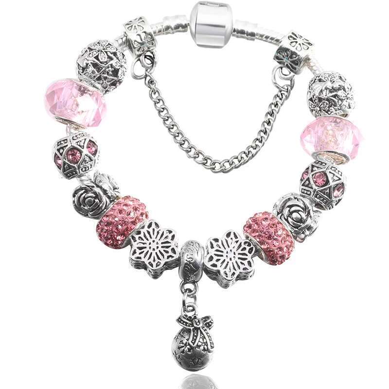 Noble Imitation Pearls Pendant Beads Charm Bracelet With Silver Color Snake Chain Bracelets For Women Valentine's Day Jewelry