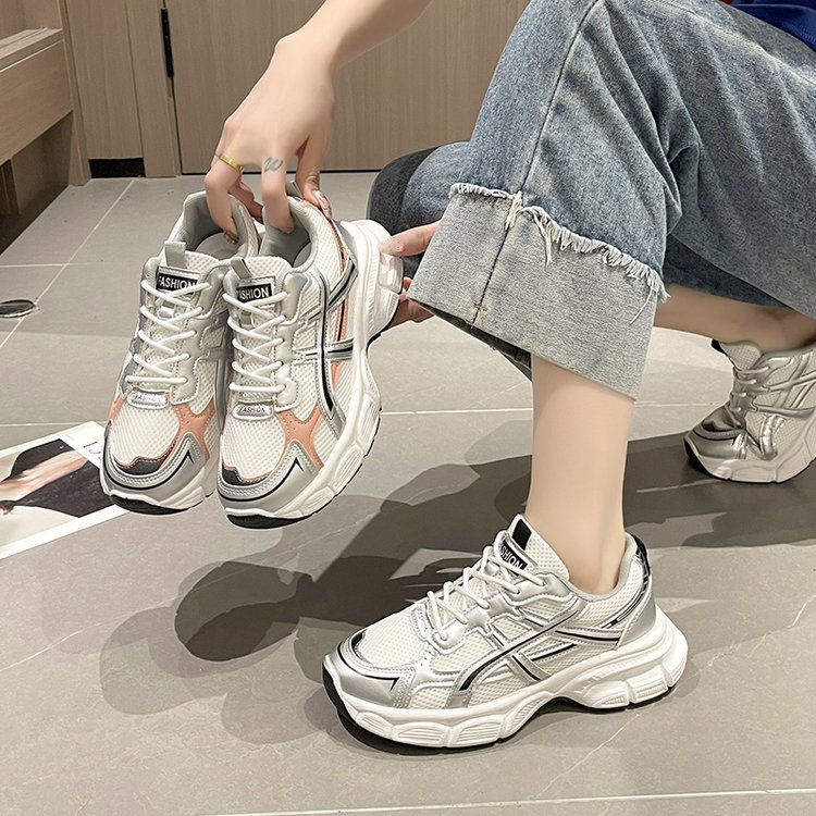 Women's dad shoes, low-top lace-up casual shoes 2025 style mesh running shoes for women casual sports shoes