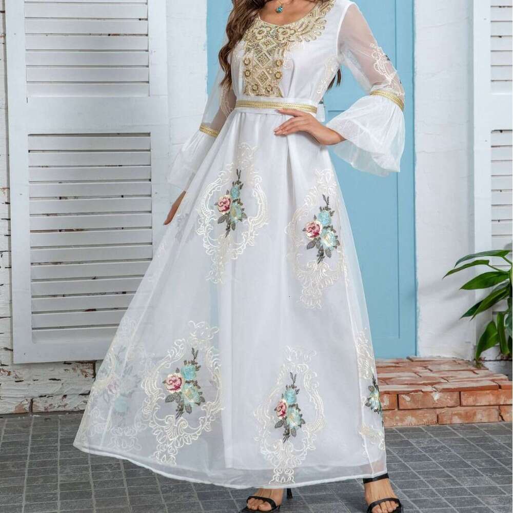 Zd020 New Ethnic Style Women's Wear Muslim Robe Dubai Evening Stickers Embroidered Dress