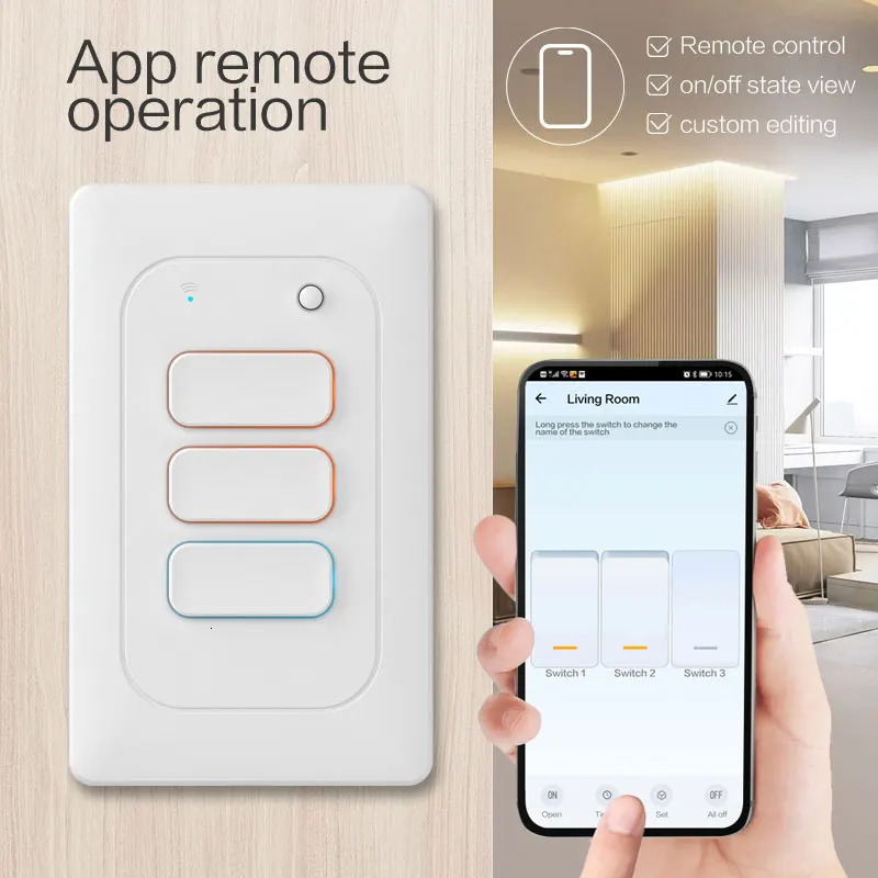 US Standard Tuya WiFi Smart Light Button Wireless Remote Control Wall With Google Home Alexa 250320