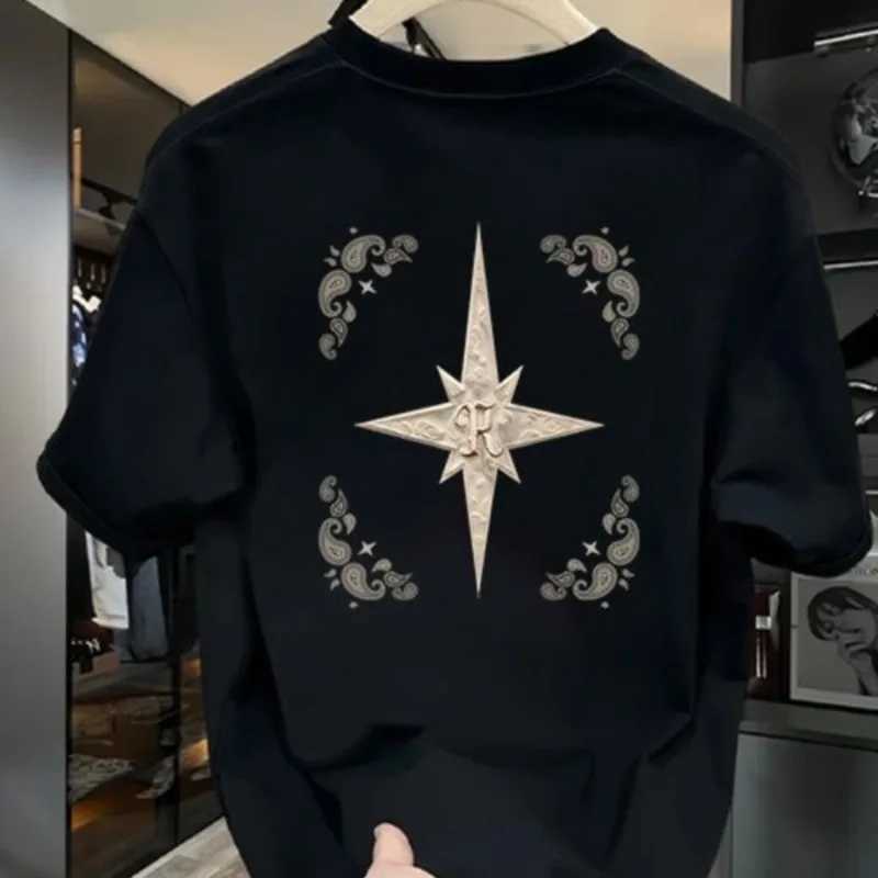 Mens summer new Pullover O-neck patch work print slim fit fashionable casual edition short sleeved T-shirt topT250319