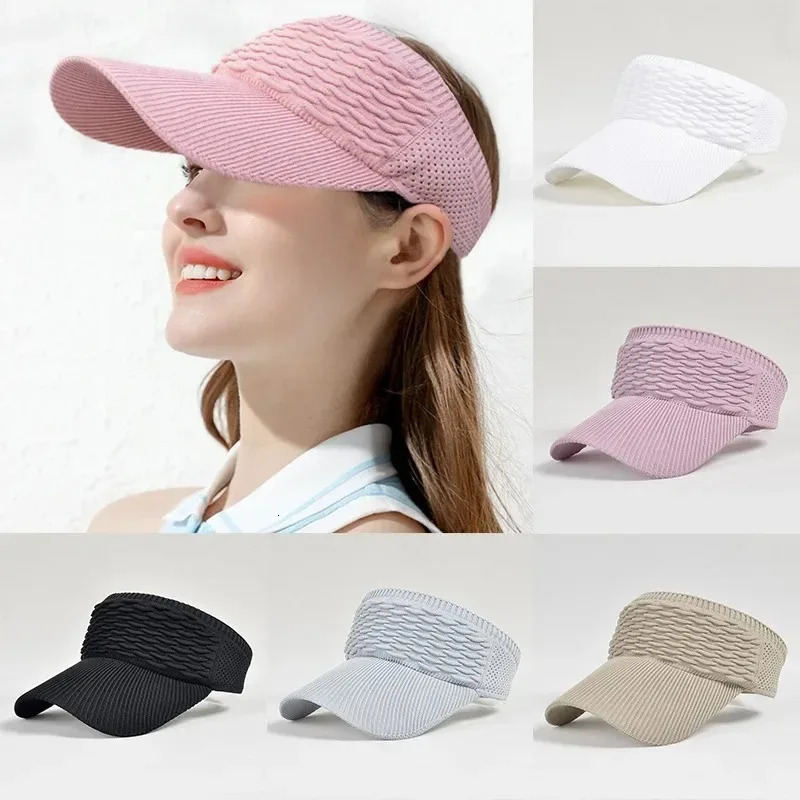 Women Anti-UV Sun Hats Breathable Adjustable Empty Top Visor Caps for Men Tennis Golf Running Travel Beach Sport Outdoor Hat 250320