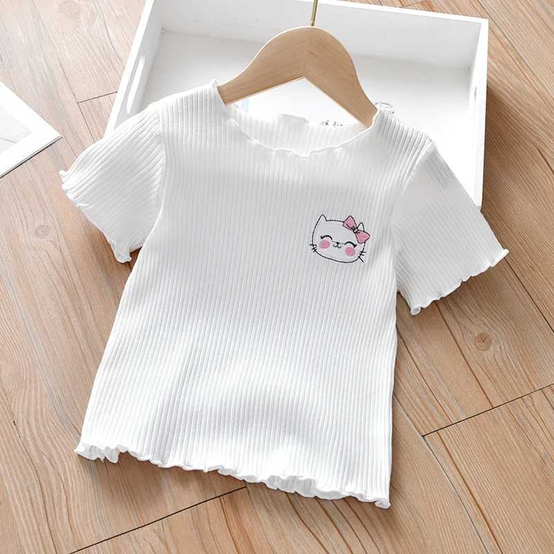 Girls short sleeved T-shirt summer clothing 100% cotton comfortable children 1-7 years old half sleeved top childrens casual outdoor clothingT250320