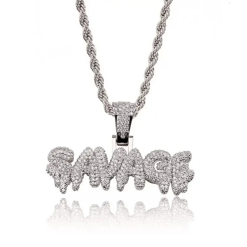Iced Out Letter Savage Pendant Shiny Bing Cubic Zirconia Hip Hop Necklace Mens Cool Rock Rap Trend Jewelry 250320