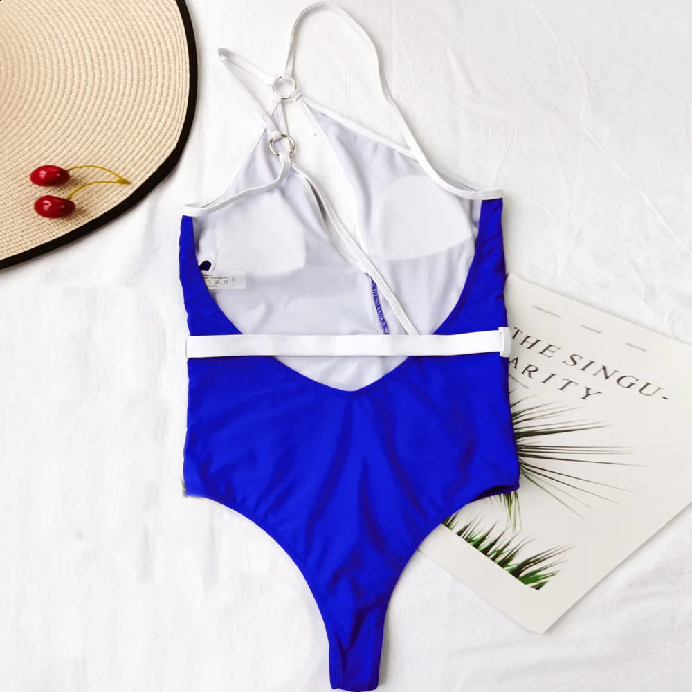 VigoCasey Hollow Out One Shoulder Swimwear Women Sexy One Piece Swimsuit Female High Waist Monokini Solid Belt Bathing Suit 250319