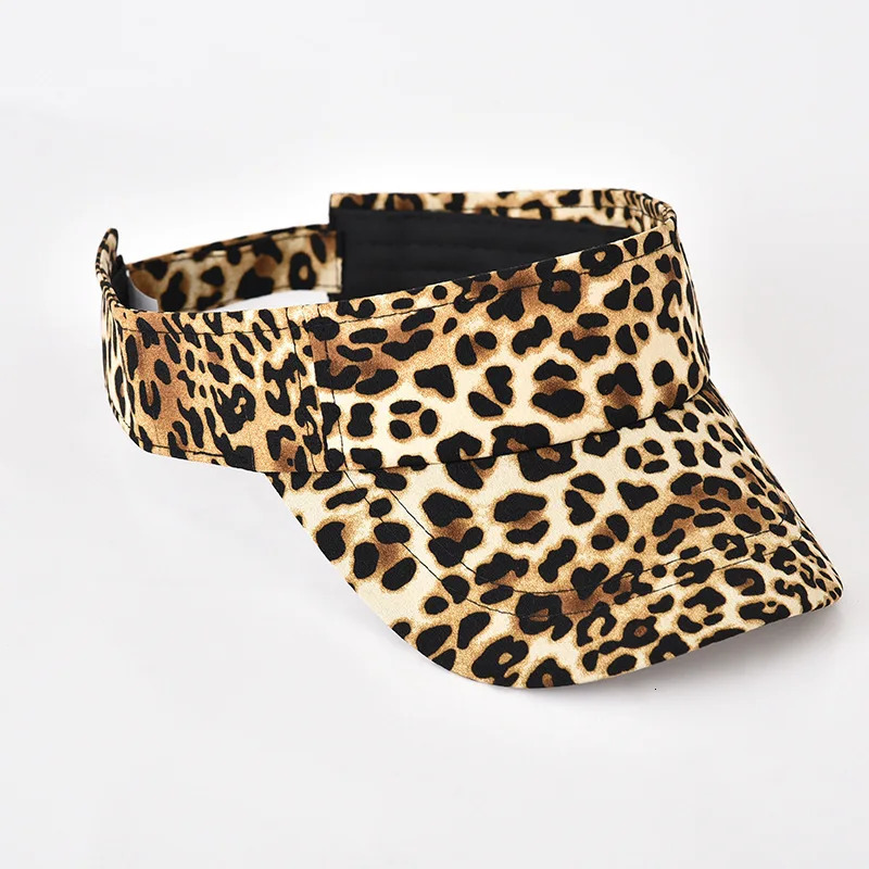 Vintage Leopard Print Sunshade Hat for Women Summer Sports Tennis Golf Hats Outdoor Breathable Empty Top Sun Visors 250320