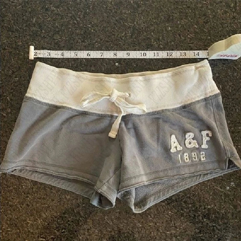 Y2K AF1892 Print Drawstring Sweatshort Women Raw Hem Loose Straight Shorts Vintage Streetwear Cotton Short Pant Hiphop style 250319