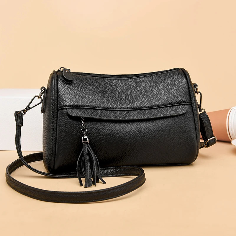 Womens leather handbag small shoulder bag cross shaped pillow fashionable messenger bag womens retro leather handbag 250318