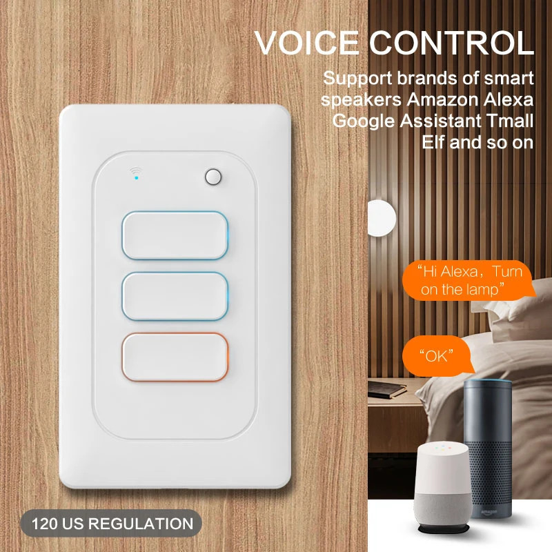 US Standard Tuya WiFi Smart Light Button Wireless Remote Control Wall With Google Home Alexa 250320