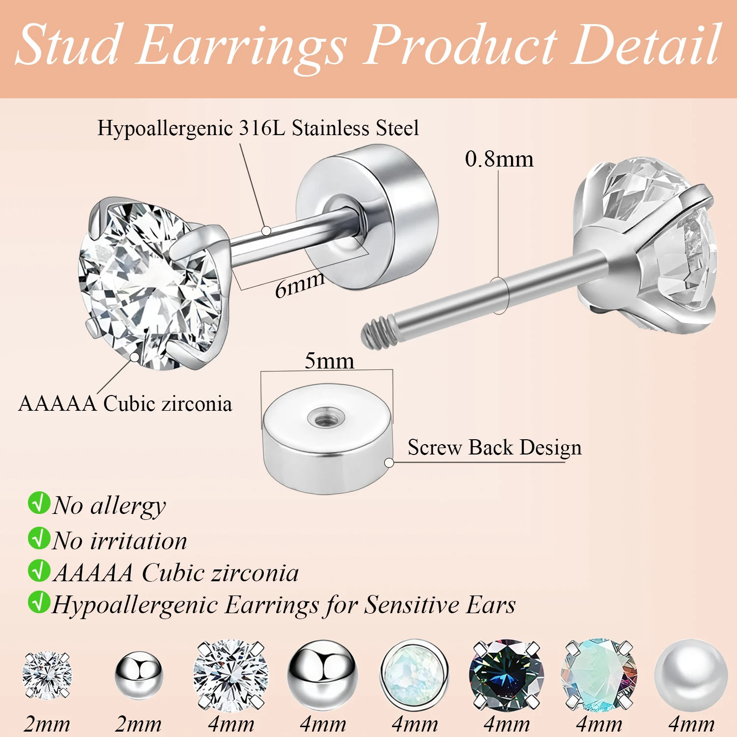 Hawson Womens Earrings Stainless Steel Cartilage Spiral Pierced Earrings Jewellery Accessories 250228