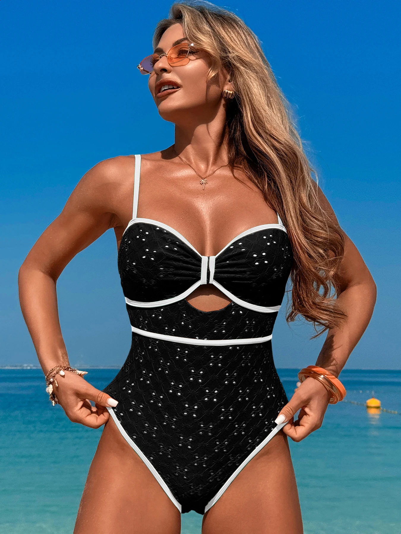 Sexy Lace Hollow Out One Piece Swimsuit For Women Push Up Swimwear Female Bodysuit Monokini Brazilian Bathing Suit Swim 250319