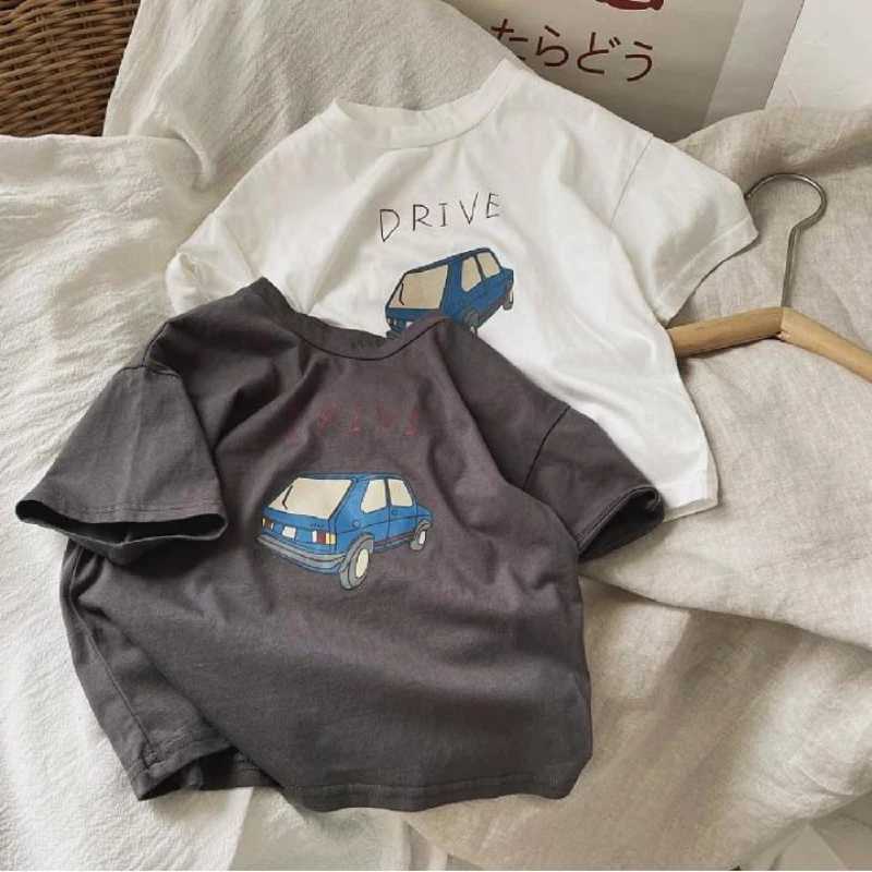 Car pattern baby boy girl short sleeved shirt childrens T-shirt summer loose and fashionable childrens T-shirtT250320