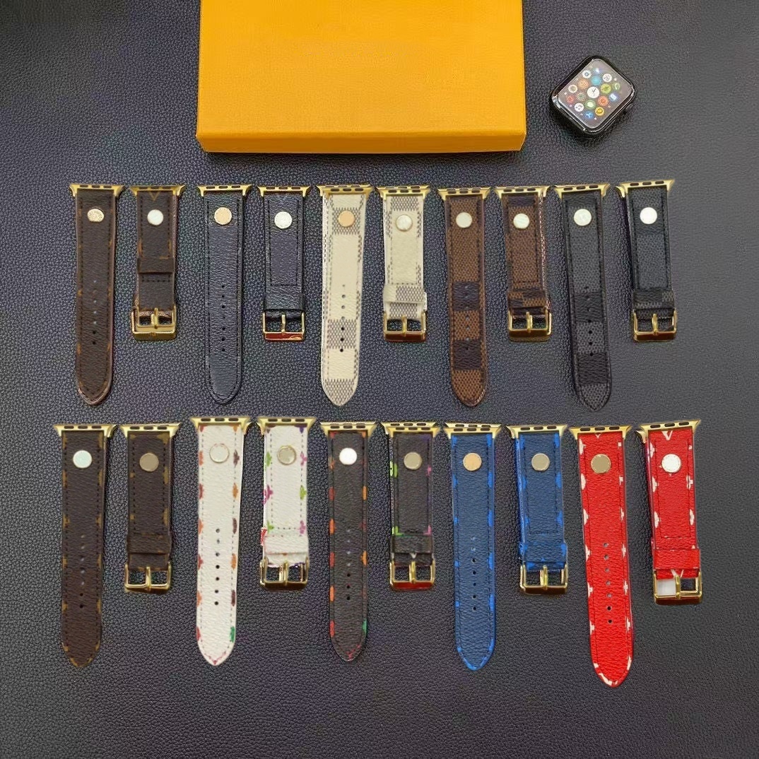 applewatch Triangle Designer Leather Watchband for iWatch 8 7 6 5 4 3 SE 38 40 41mm Replace Wrist Strap 42mm 44mm 45mm 49mm for Apple Watch band Bracelet apple watch