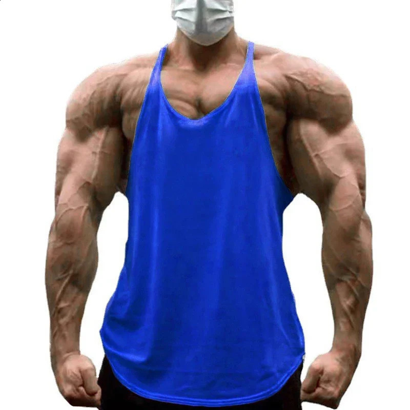 Fitness vest muscular men gym clothing fitness camisole mens cotton sleeveless sweatshirt 250319