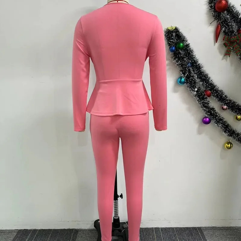 Solid Color Sexy Club Outfits for Women Two Piece Set Elegant Workwear Office Lady Lace-up Corset Tops and Pants Matching Sets 250320