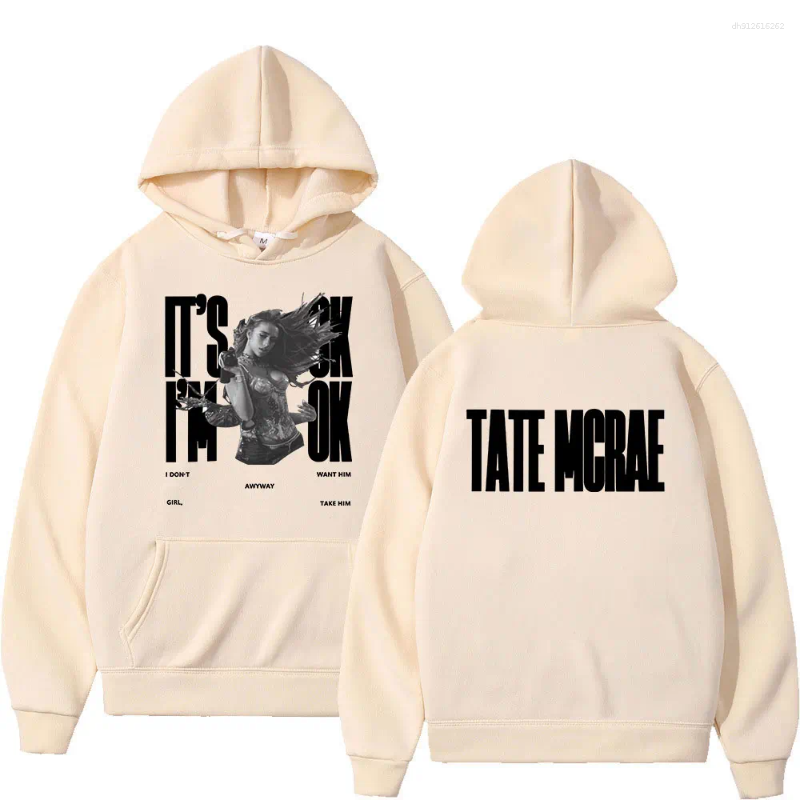 Men's Hoodies Tate McRae It's Ok I'm Merch Men Women Clothing Fashion Harajuku Oversized Hooded Sweatshirts Pullover Streetwear Y2K