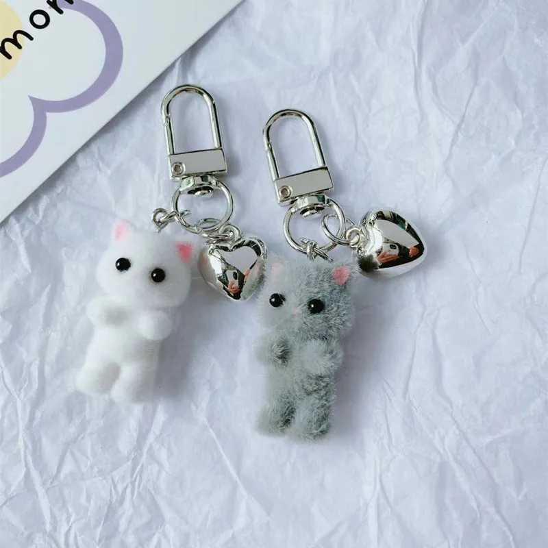 ZAKOL Cute Plush Cat Keychain 3D Love Phone Pendant Earphones Charm Packaging Decoration Car Key Ring Jewelry GiftXJ250319