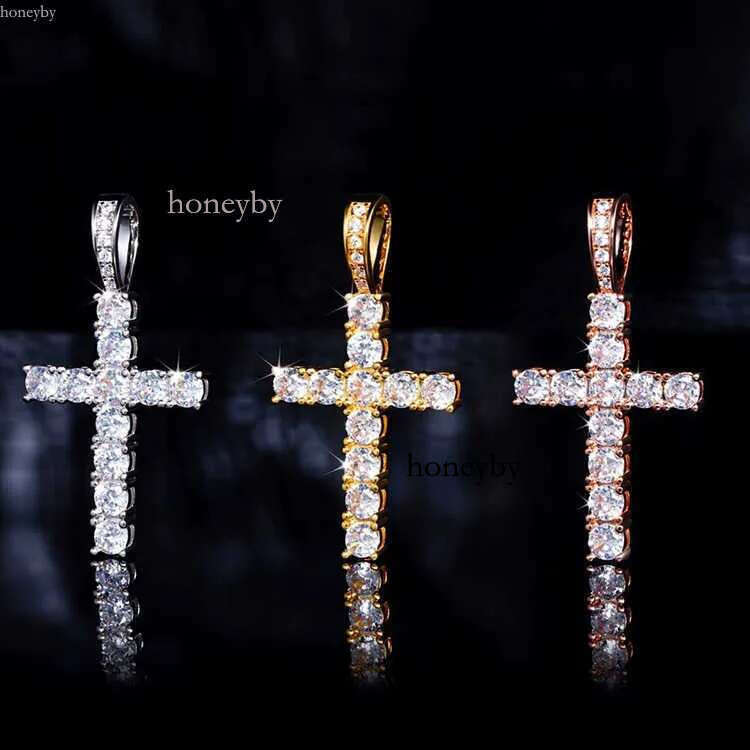 Ready to Ship Jewelry 3mm 4mm 5mm VVS Moissanite Dia Sier Material Cross Pendant for Hip hop Mens