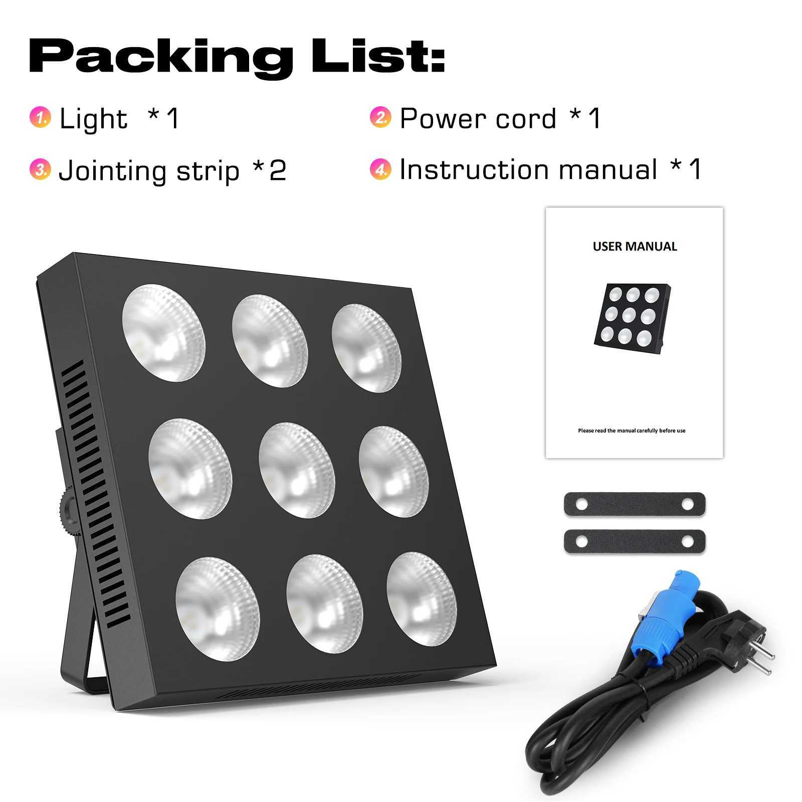 Yiflamefly 2Pcs 9-Eye COB Matrix Light 9X12W RGBW LED Par Lights DMX Stage Lights For DJ Concert Party Wedding Nightclub Dance Z250320