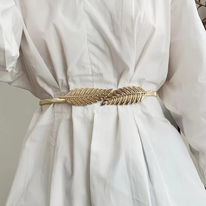 Women Elastic Leaf Waist Belt Waistband For Dress Skirts Jeans Pant Body Chain Belt 250320