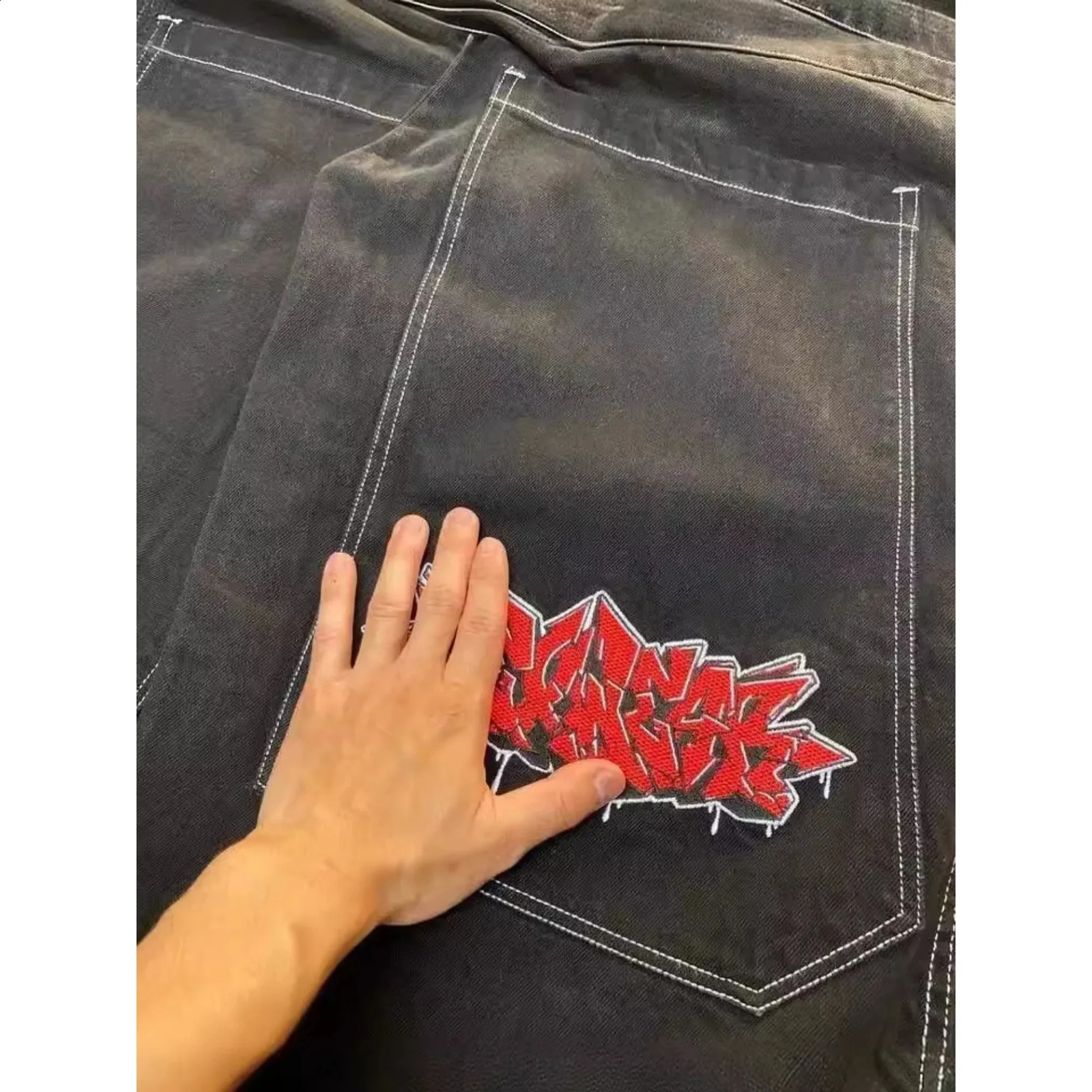 Wexwear Jeans Y2K Harajuku Hip Hop Letter Embroidered Retro Baggy Jeans Denim Pants Men Women Goth High Waist Wide Trousers 250319