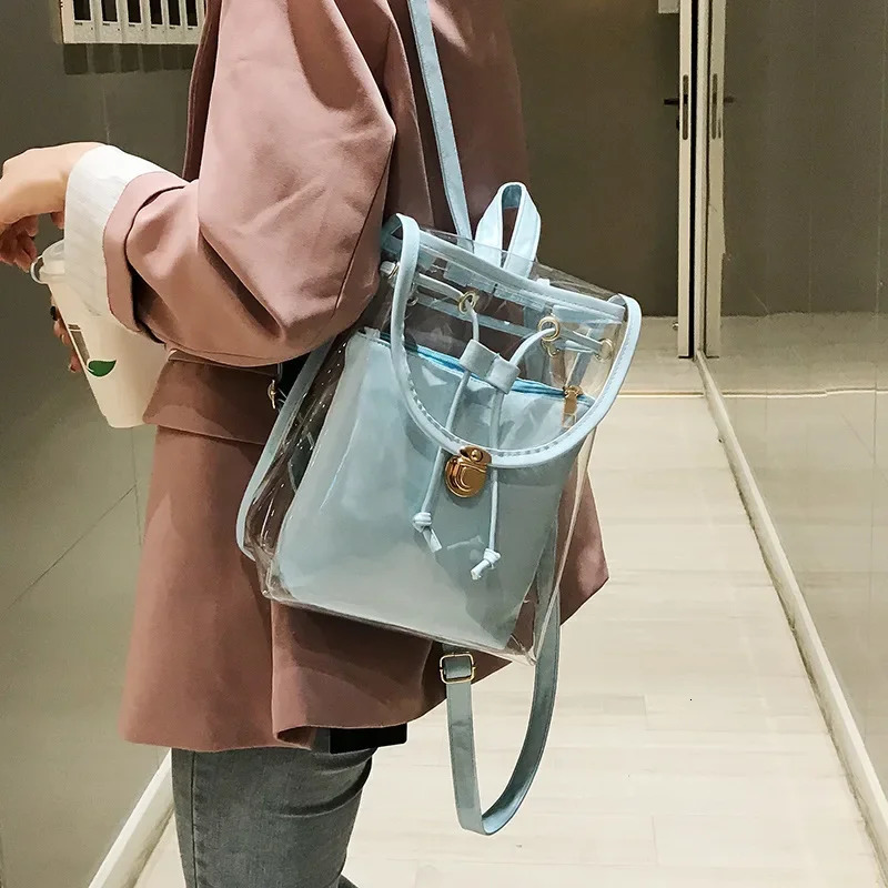 Mini Fashion Women Backpack PVC er Girl Clear Transparent Bag Jelly Travel Backpack for Lady Female Shoulder Bags 250314