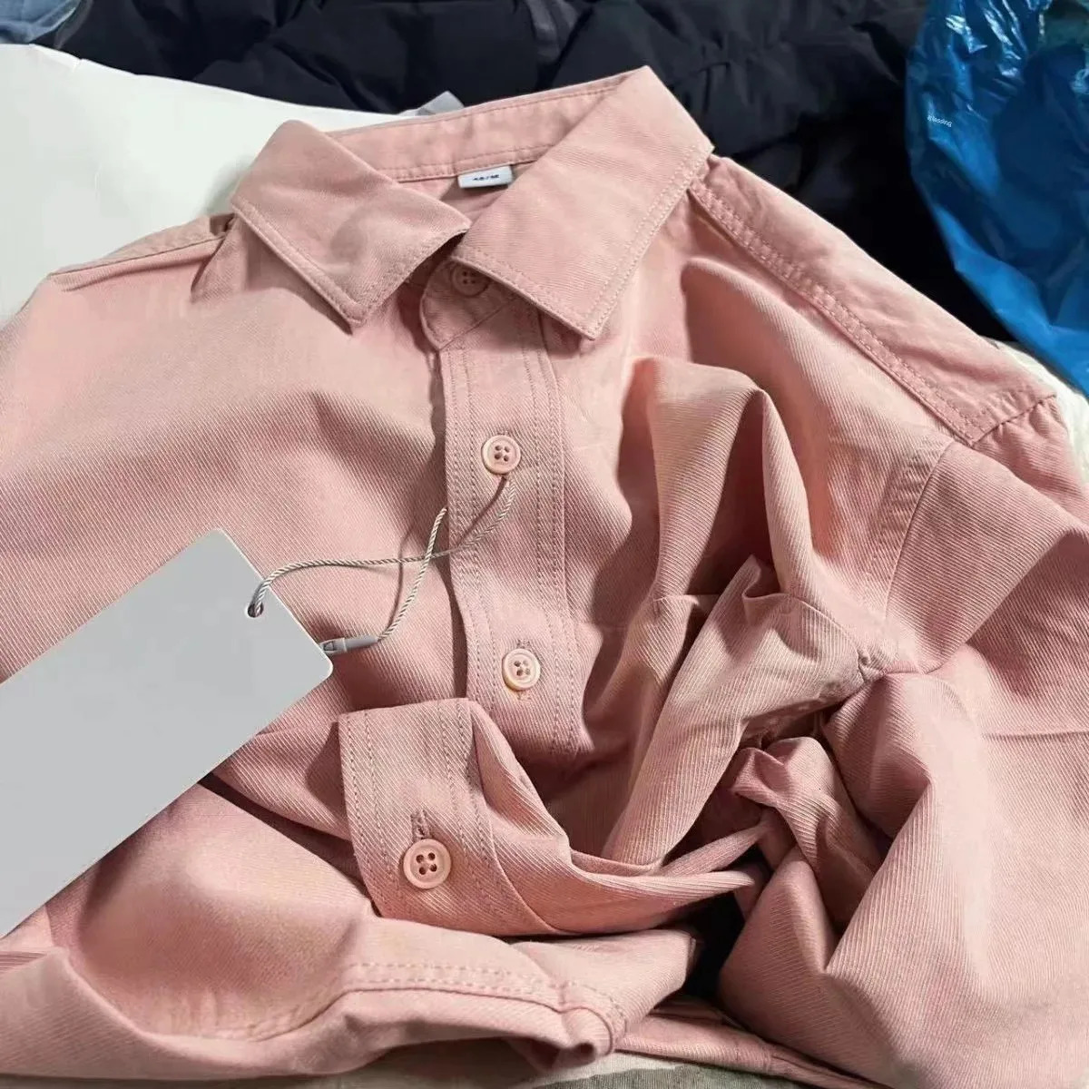 Korean Style Pink Womens Shirt Loose Fit Long Sleeve Cardigan Inner Outer Wear Slim Fit Button Up Top For Fashion 250320