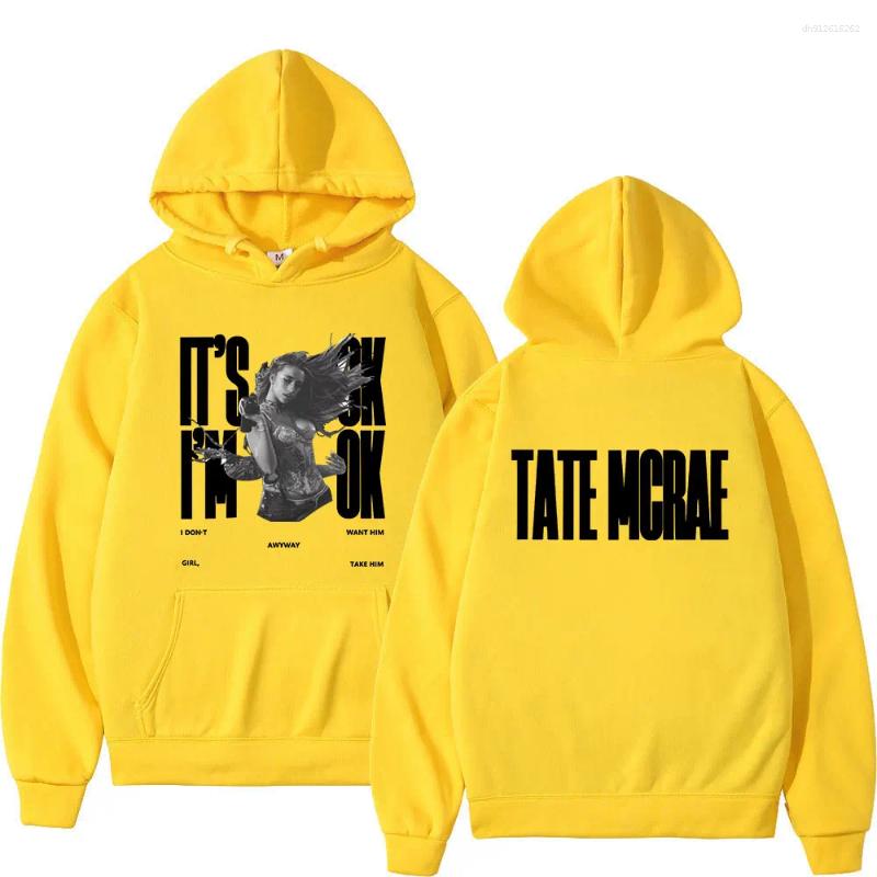 Men's Hoodies Tate McRae It's Ok I'm Merch Men Women Clothing Fashion Harajuku Oversized Hooded Sweatshirts Pullover Streetwear Y2K