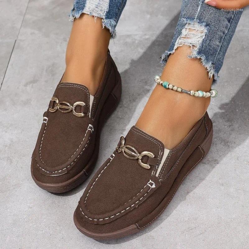 Casual Shoes Women Flat Plus Size 43 Genuine Leather Slipony Low Heels Chaussures Femme Ballet Flats Loafers
