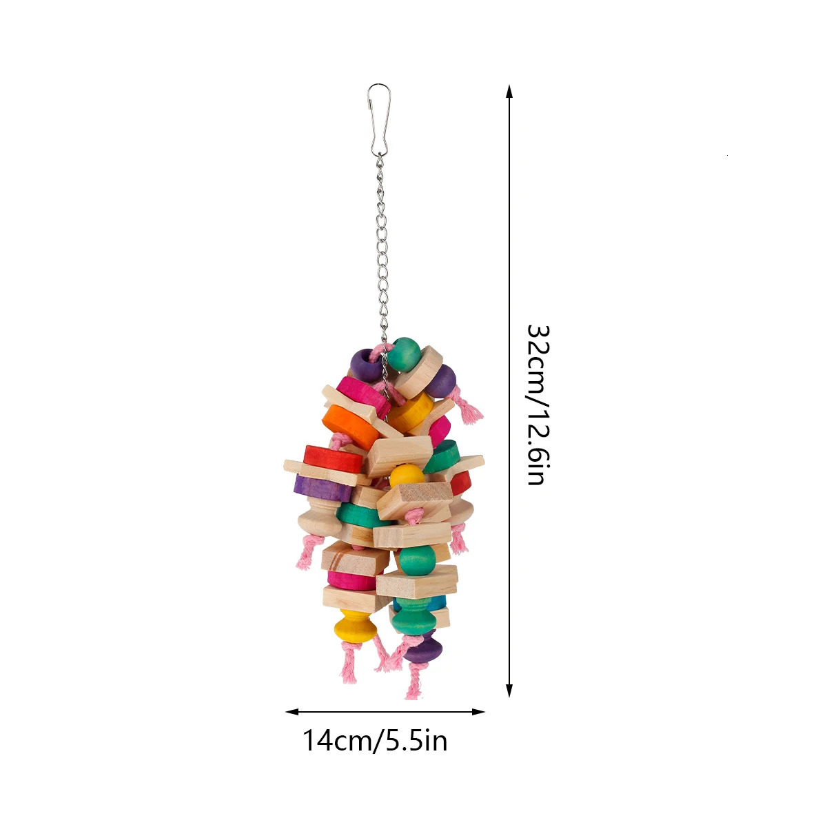 Parrot Chew Toys Bird Hanging Bite Wooden Blocks Cage Fun Toy for Chewing Climbing Biting Knots 250320