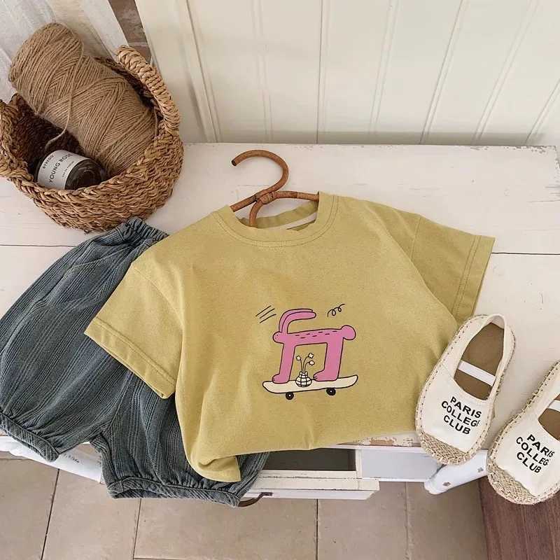 2025 Summer Childrens T-shirt Cartoon Top Boys and Girls Short Sleeve Childrens T-shirt Cotton Preschool ClothingT250320