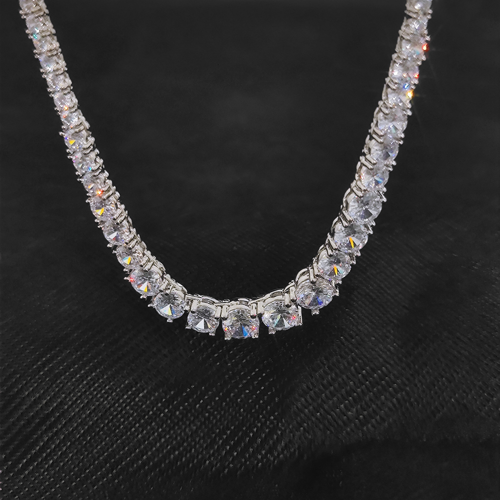 Gradient Size Zirconia Tennis Necklace New Trendy Personality Hip-Hop Couples Chain For Men And Women