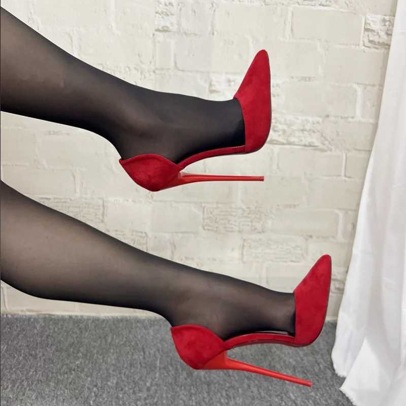 CACA 16cm Flock High H Wen PumpsSide Shallow Out Fetish Mens Bed Cosplay ShoesBlackRed LiningSlipCust Y250319