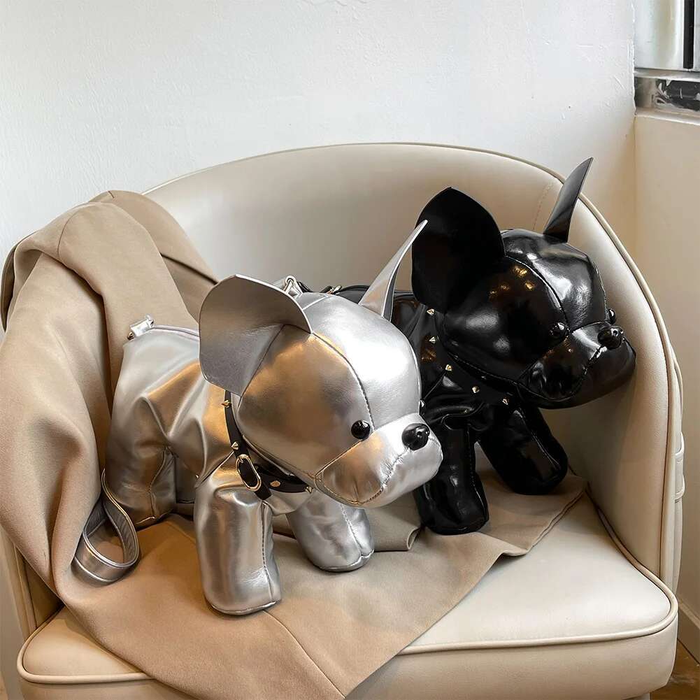 Shoulder Bag Men Women Bulldog Shaped Handbag PU Leather Adjustable Strap With Zipper Satchel Purse For Shng Travel